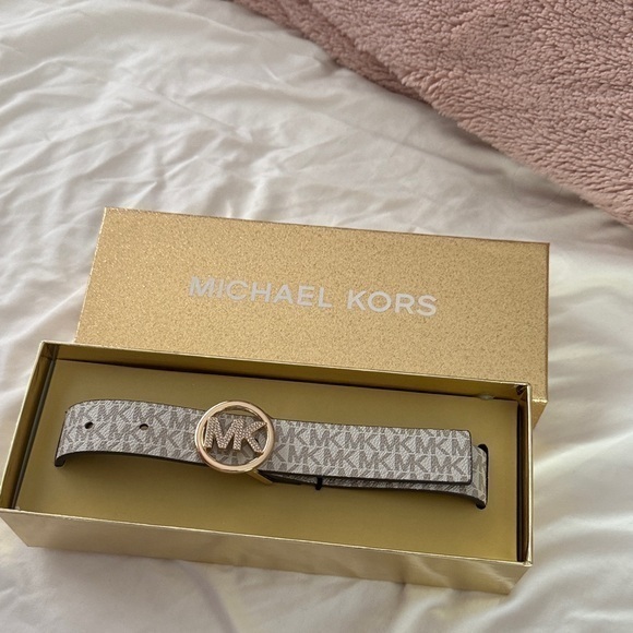 Michael Kors Accessories - Michael Kors Monogram Gray and Gold Belt
